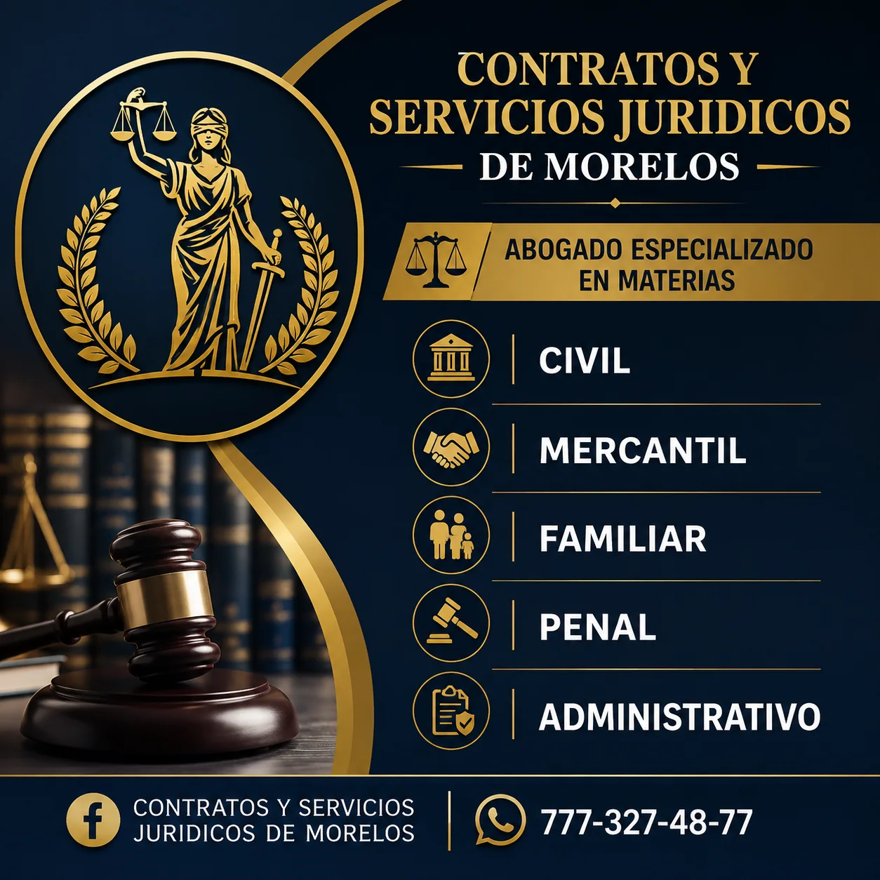 Contratos y Servicios Jurídicos de Morelos, especialidades legales